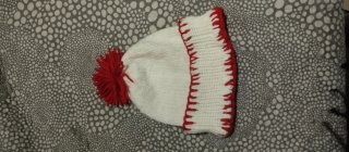 Gorro de lana unisex blanco y rojo