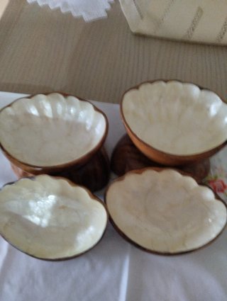 Set 6 Ciotole in resina color legno per Aperitivo