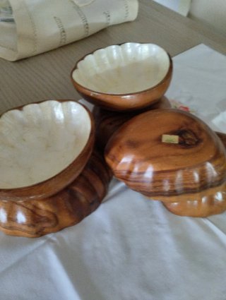 Set 6 Ciotole in resina color legno per Aperitivo