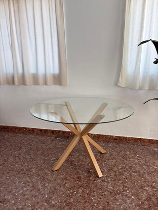 Mesa redonda cristal y metal