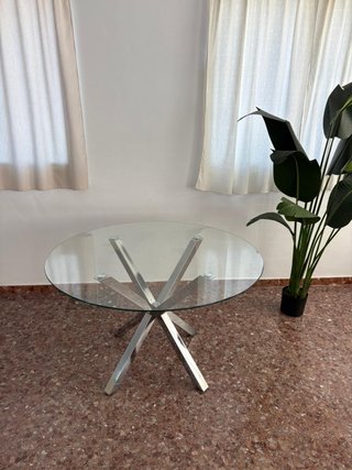 Mesa redonda cristal y metal
