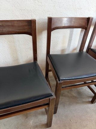 Juego de 6 sillas de madera y polipiel