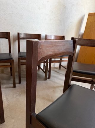Juego de 6 sillas de madera y polipiel