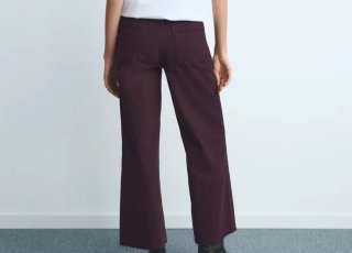 Pantalón granate MANGO Catherin culotte tiro alto