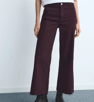 Pantalón granate MANGO Catherin culotte tiro alto