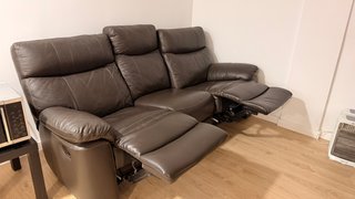 Sofá Reclinable Piel 3 Plazas Marrón