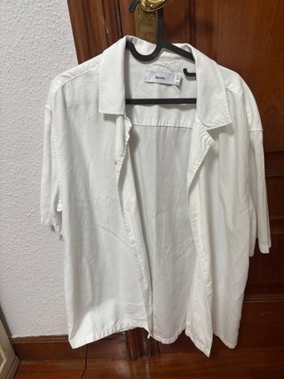 Camisa Bershka Blanca Manga Corta Talla M