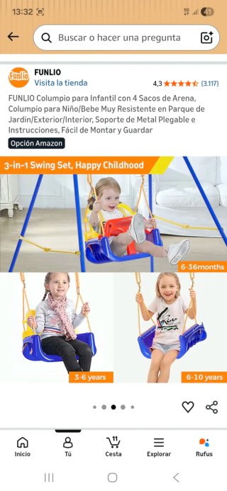 Columpio infantil azul y amarillo