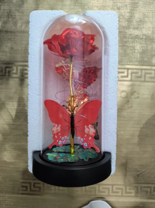 Lámpara Rosa Eterna Cristal Negra
