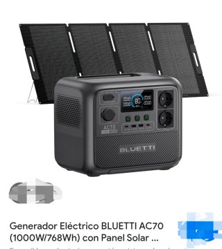 Estación de energía Bluetti AC70 + Panel Solar