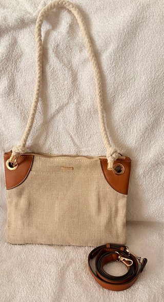 Bolso de lona y piel
