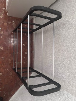 Zapatero Metálico Negro y Plateado