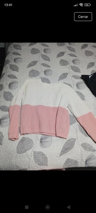 Jersey de punto rosa y blanco