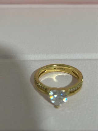 Anillo Pandora Doble Alianza Corazón Oro 14k