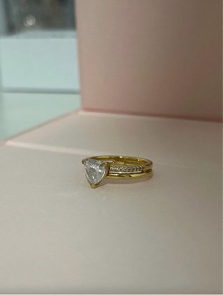 Anillo Pandora Doble Alianza Corazón Oro 14k