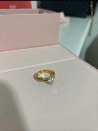 Anillo Pandora Doble Alianza Corazón Oro 14k