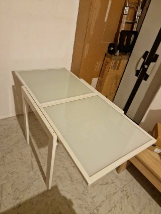 Mesa extensible cristal y madera