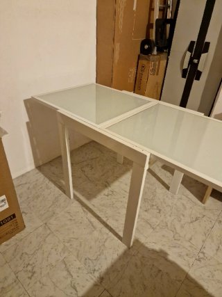 Mesa extensible cristal y madera