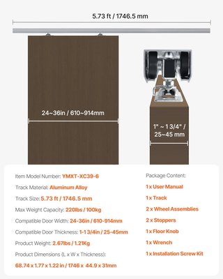 VEVOR kit herrajes puerta corrediza resistente