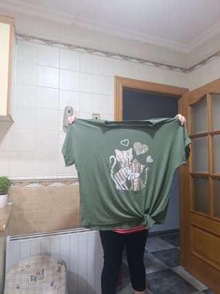Camiseta Talla Única Gatos Corazones