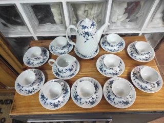 Juego de café Bidasoa azul y blanco