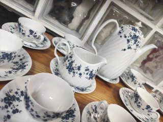 Juego de café Bidasoa azul y blanco