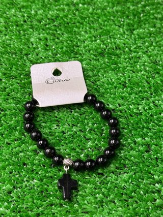 Pulsera Cara Negra con Colgante Cruz