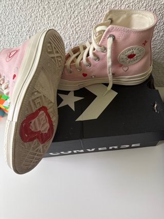 Zapatillas Converse Altas Rosas Corazones