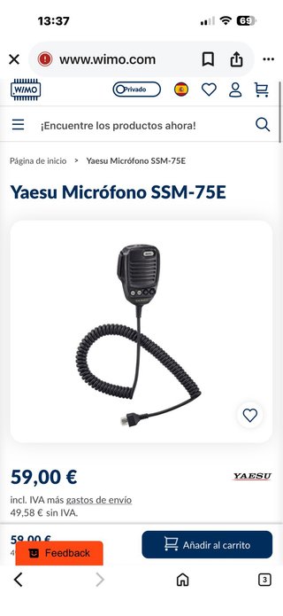 Micrófono Yaesu SSM-75E ( Envio por Correo )