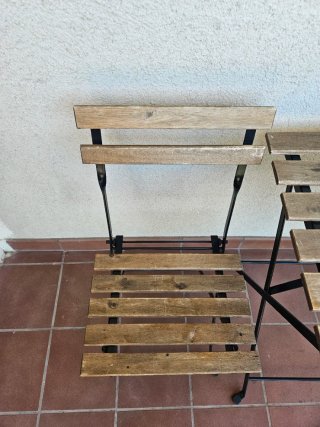 Mesa y 2 Sillas Balcón Madera