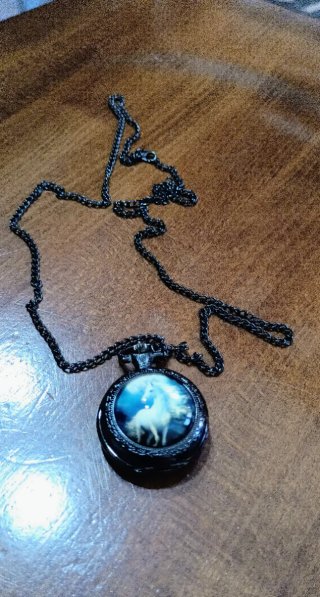 Orologio collana con cavallo e luna