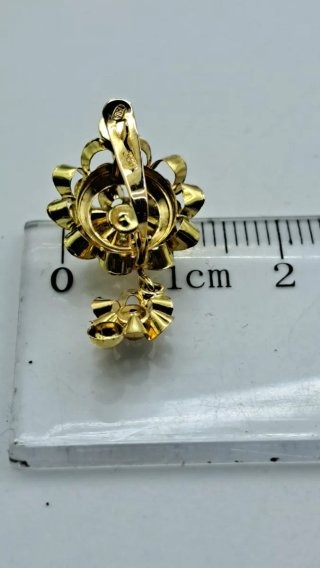 Pendientes Oro 18k Flor con Circonita