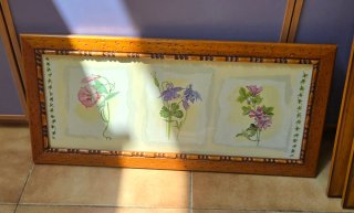 Cuadro de flores en madera