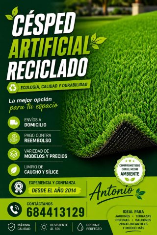 Césped Artificial Reciclado !! ENVÍOS GRATIS!!