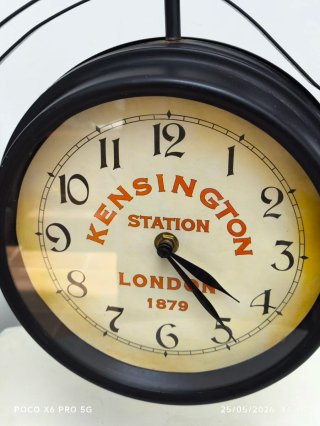 Reloj Pared Estilo Estación Tren Negro