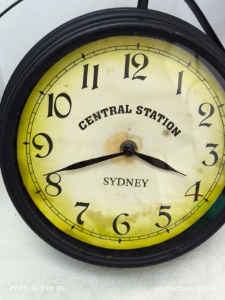 Reloj Pared Estilo Estación Tren Negro