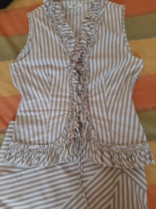 Conjunto Mango Rayas Top Volantes Falda