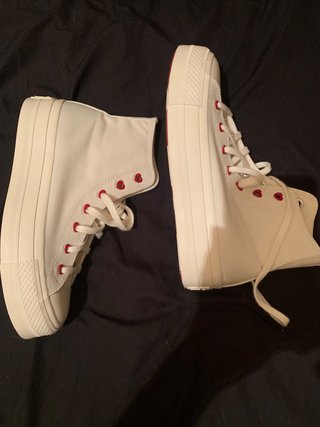 Converse Blancas Corazones Rojos Talla 38