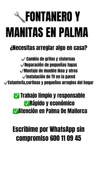 Fontanero y manitas en palma