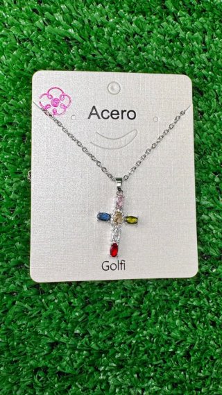 Collar Acero Cruz Multicolor