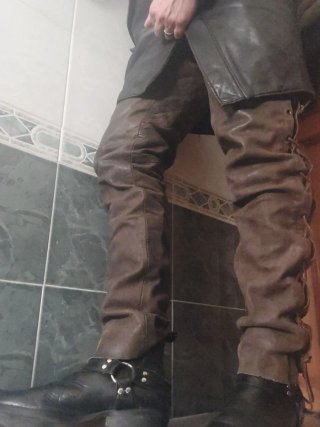 Pantaloni in pelle uomo marrone