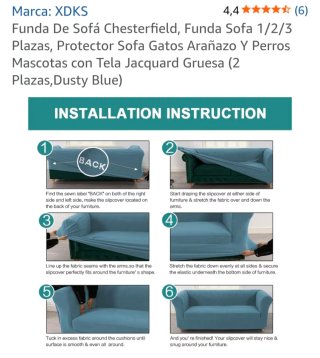 Fodera per divano Chesterfield 2 posti blu