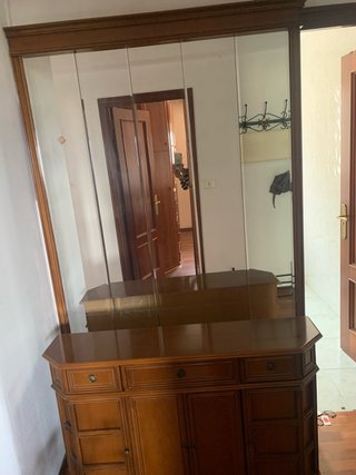 Mueble de entrada madera 120 cm + espejo