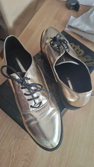 Zapatos Oxford SuiteBlanco Mujer Talla 39 Dorados