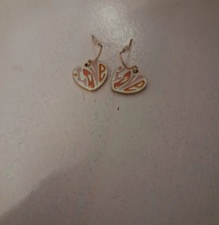 Pendientes Corazón Oro y Rosa