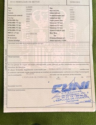 Remolque para 2 motos con papeles.