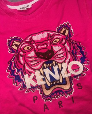 Sudadera Kenzo Rosa con Estampado Tigre