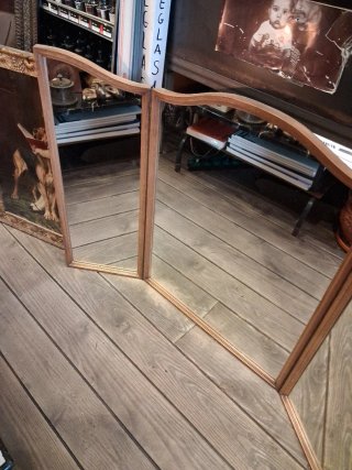 Espejo Barbería Antiguo 3 Cuerpos Madera