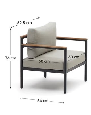 Set Aiguafreda de 2 sillones y mesa aluminio gris y madera acacia FSC 100%