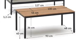 Set Aiguafreda de 2 sillones y mesa aluminio gris y madera acacia FSC 100%